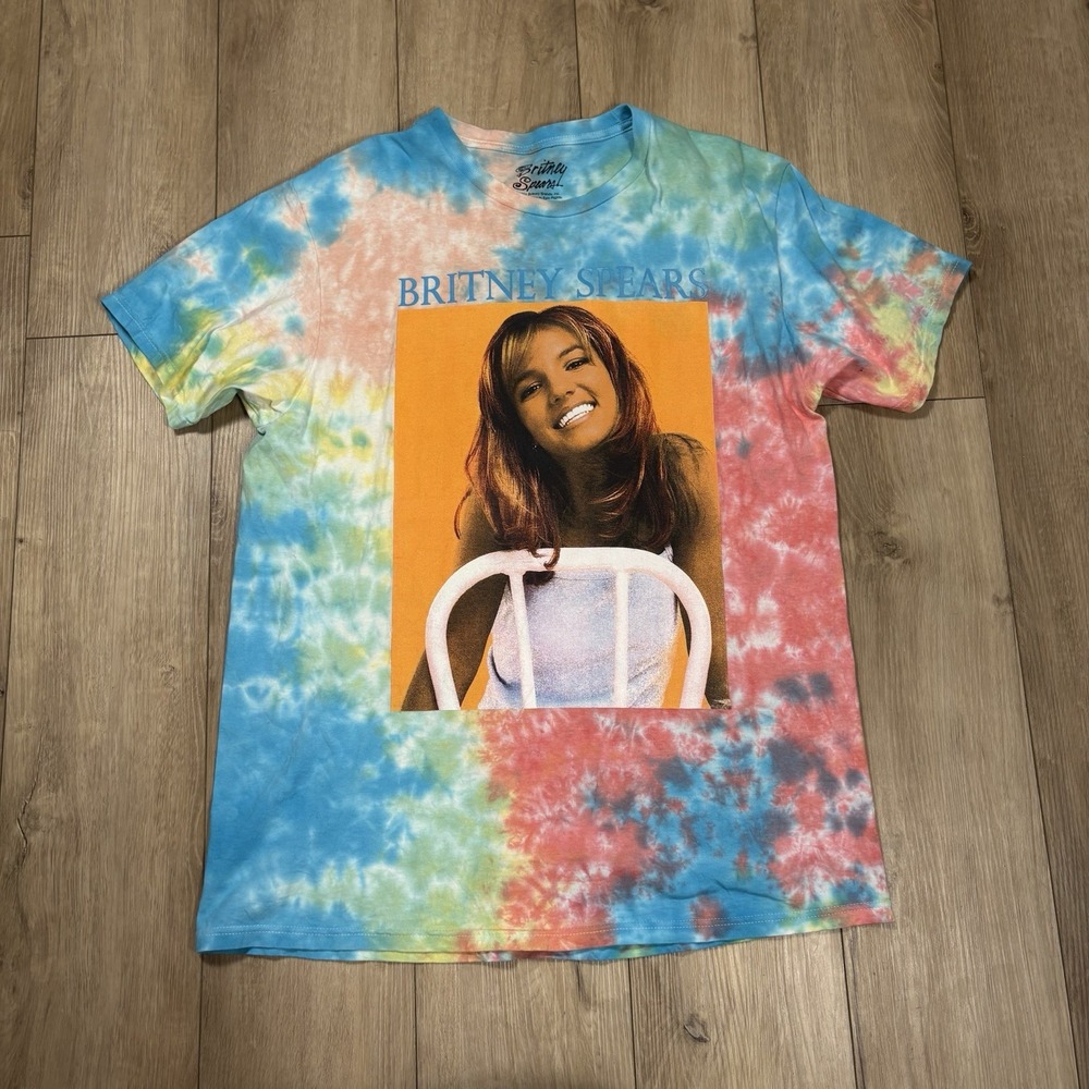 Britney‎ Spears Tie Dye Tshirt Size XXL 2XL Pink Pop Music Legend 90s Colorful